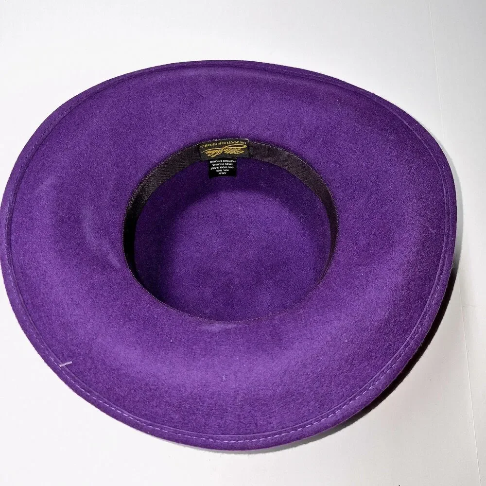 Mr John Signature Series Purple Wool Hat Arlin Black Mesh Bow Church Derby Y2K